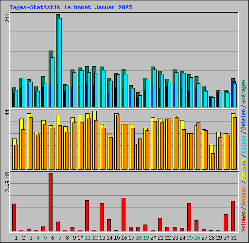 Tages-Statistik im Monat Januar 2025